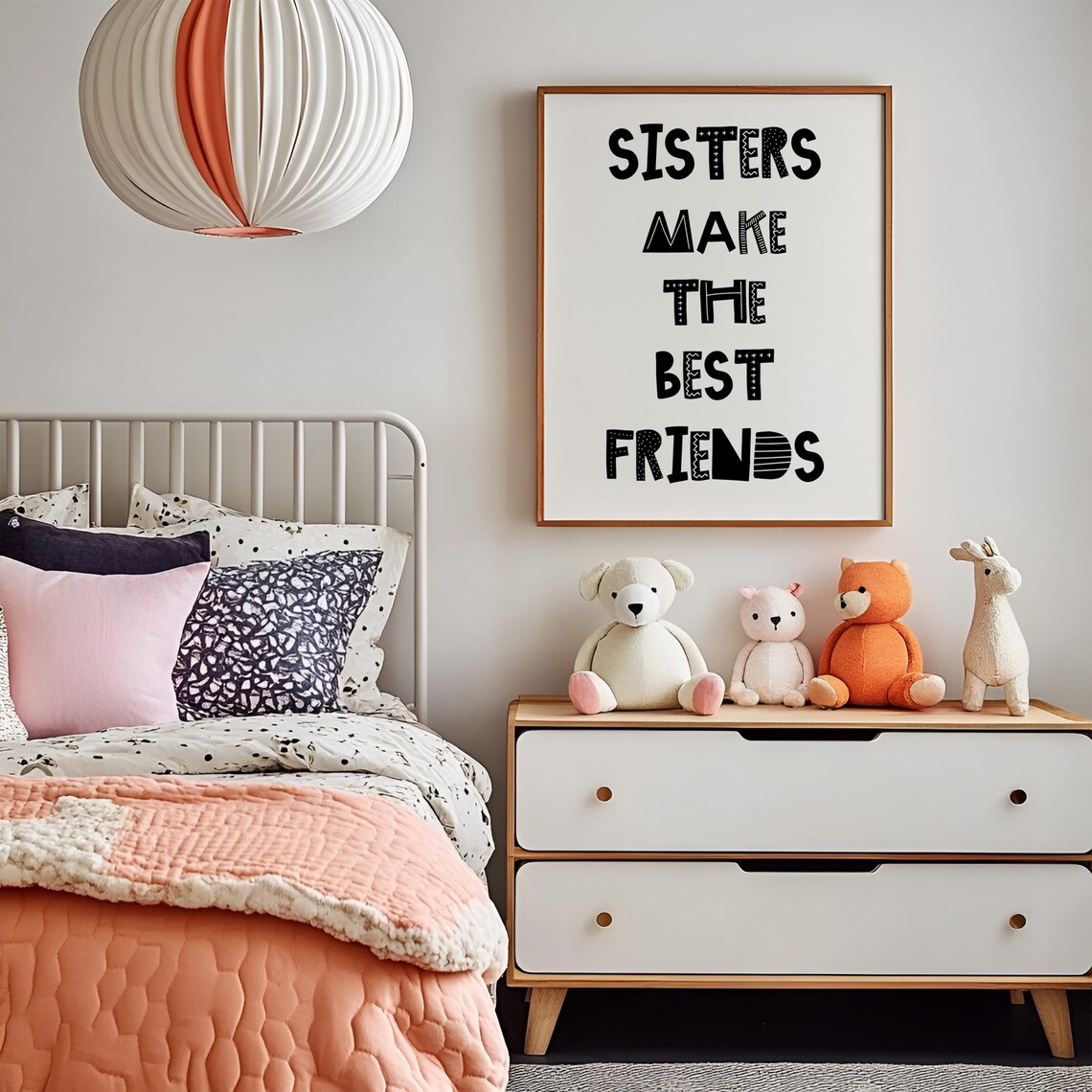 Sisters Make The Best Friends Poster Playful Lettering Girls Bedroom - Image 4