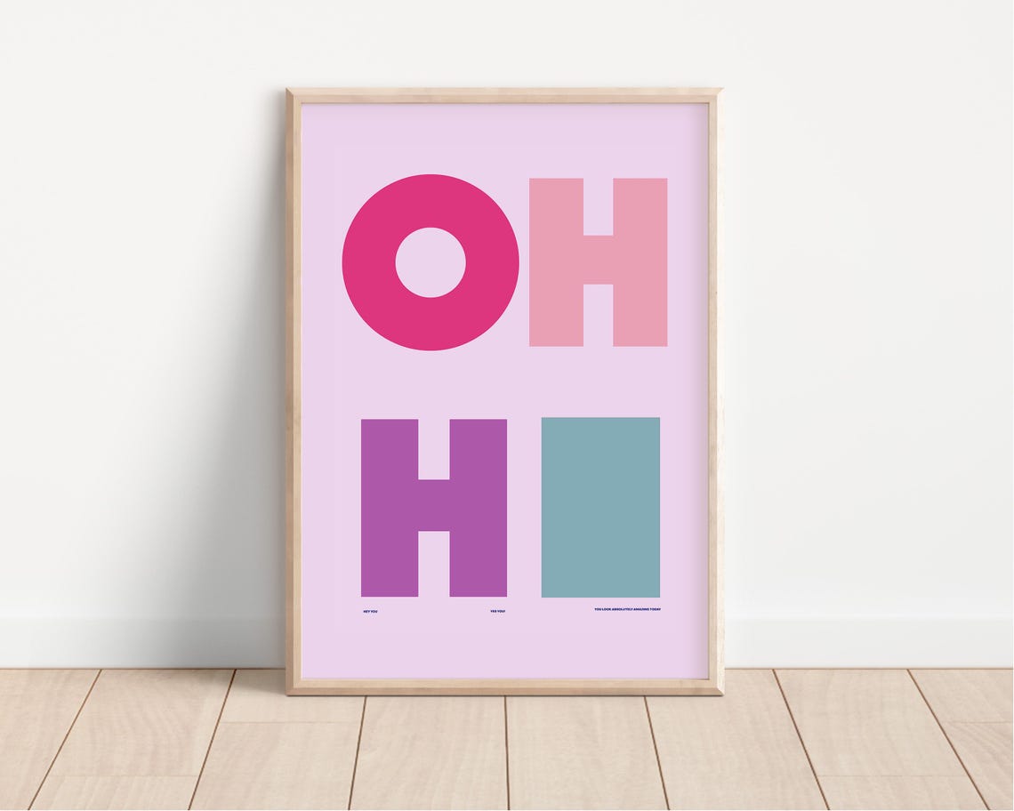 Oh Hi Color Block Pastel Letters Modern Entryway Typography Poster - Image 3