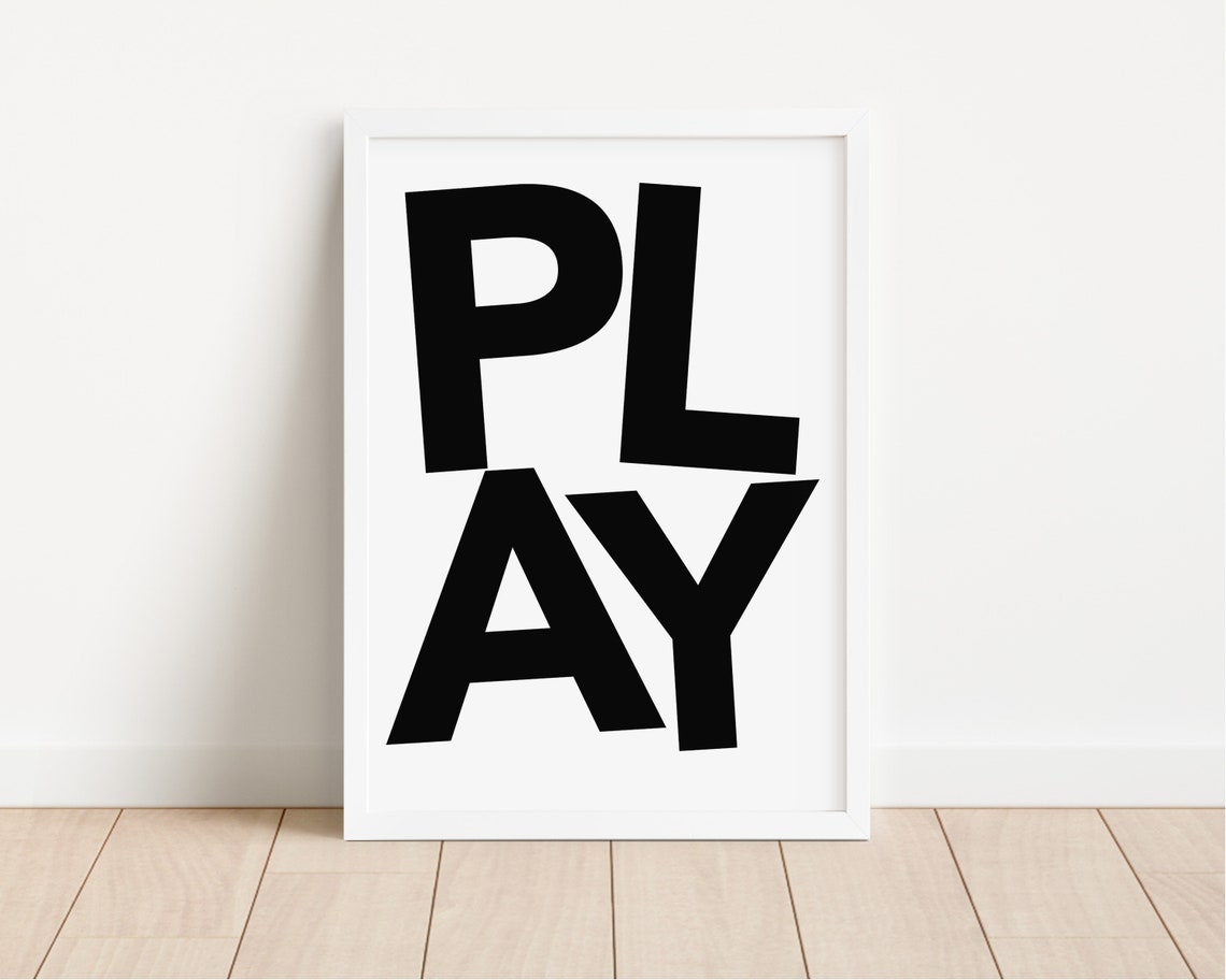 Play Bold Black Typography Poster Minimalist Playroom Kids Room Decor - Image 2