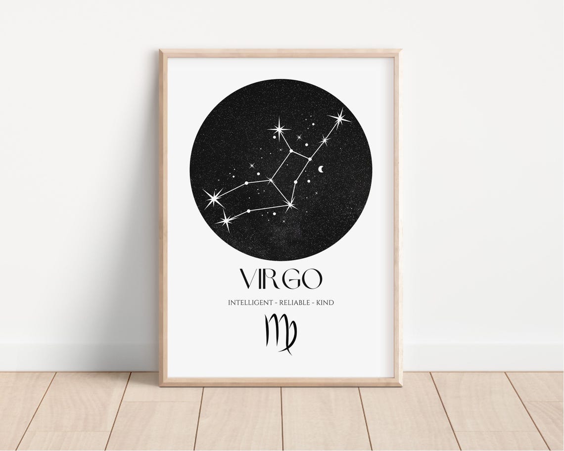Virgo Zodiac Constellation Star Sign Night Sky Astrology Poster - Image 3