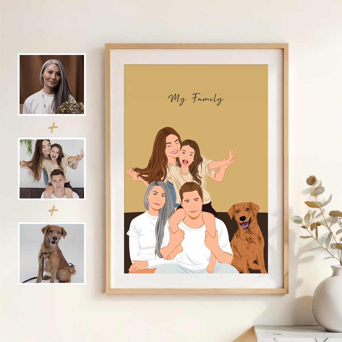 Custom Family Portrait From Photo Add Loved One To Photo Combine Photos Custom Memorial Painting Memorial Gift The Whole Family - Image 2