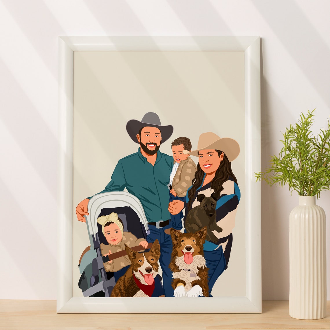 Custom Wedding Family Portrait Assembled From Multiple Photos Poster - Image 3