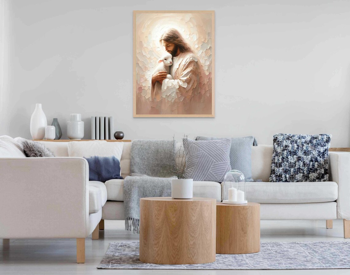 Jesus With Lamb Christian Art, Bible Poster Print - Image 7