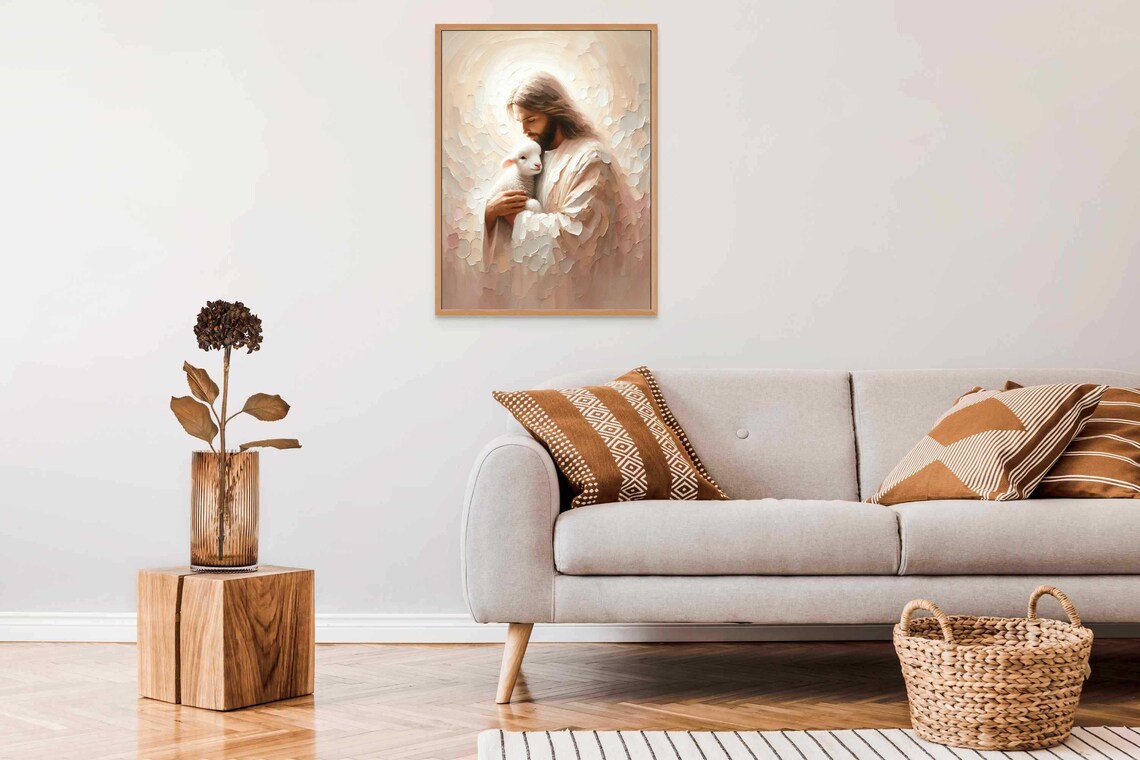 Jesus With Lamb Christian Art, Bible Poster Print - Image 6