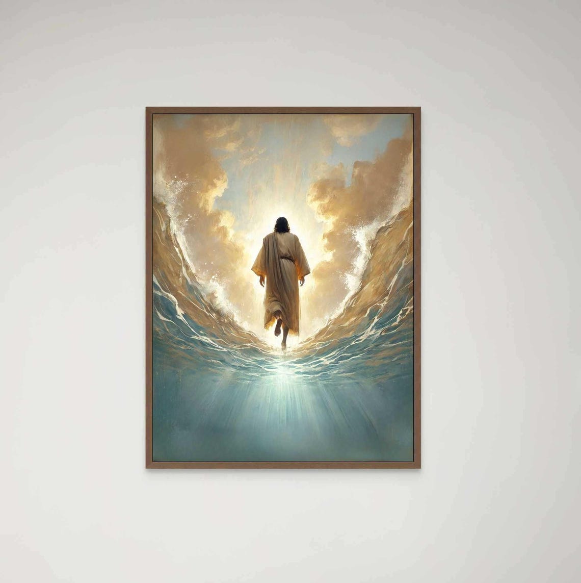Jesus Walking Through Parted Waters Toward Heavenly Light Art Poster - Image 6