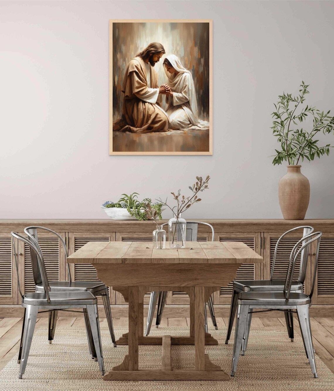 Jesus Christ Holding Hands With Veiled Woman In Prayer Christian Poster - Image 5