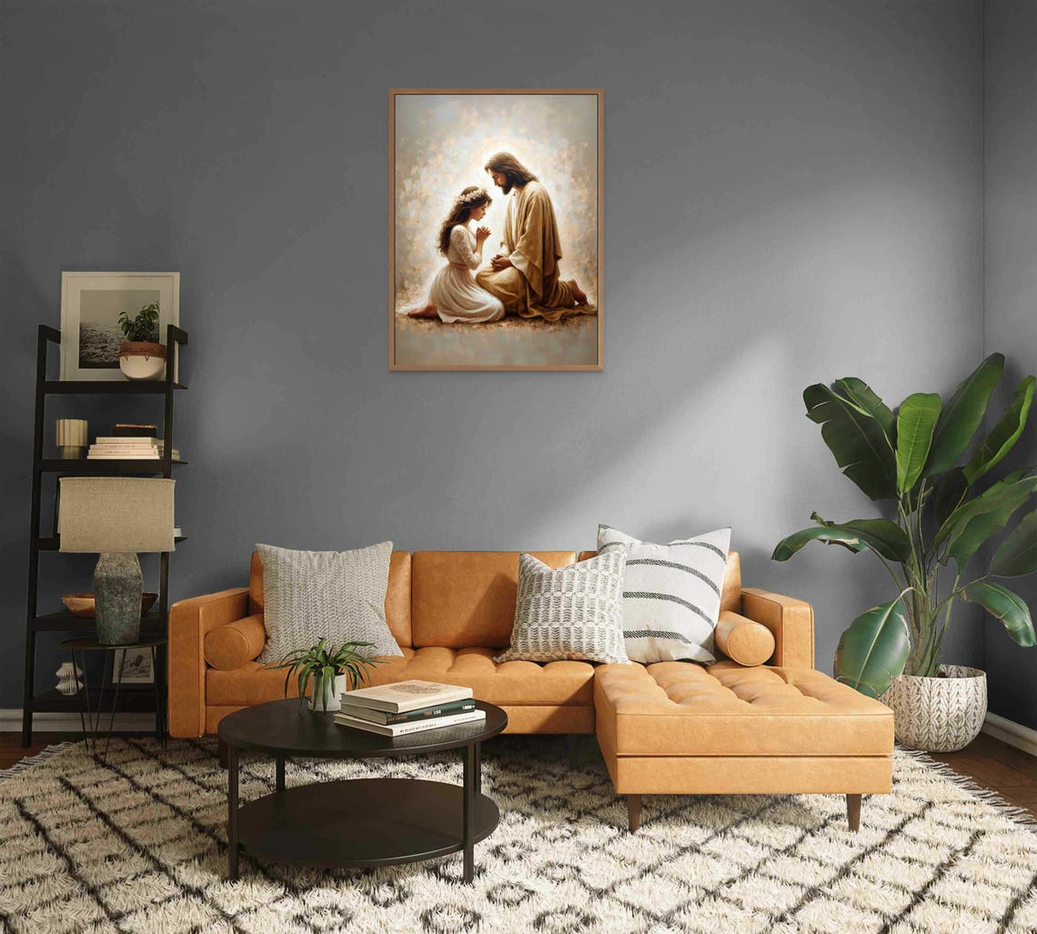 Jesus And Woman Modern Christian Art Jesus Praying With Girl Picture Of Jesus Lds Painting Bible Art Jesus And Girl Christian Prints - Image 2
