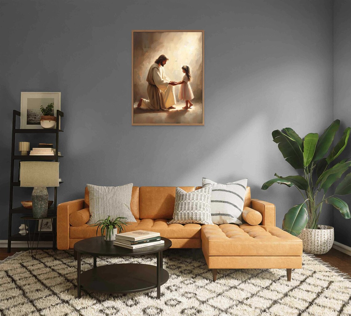 Gentle Saviour Jesus With Girl Christian Art Print - Image 2