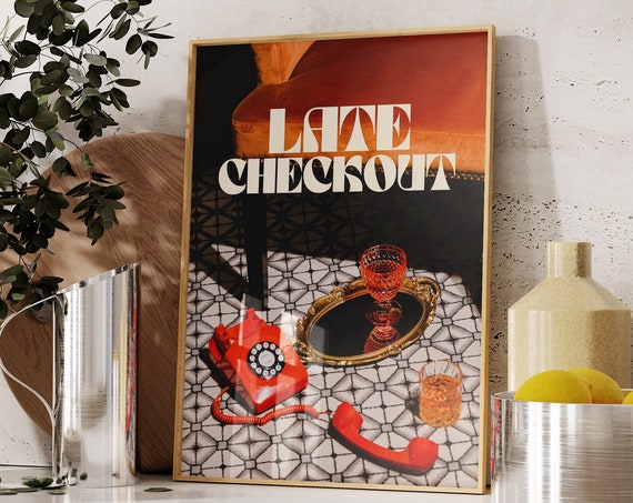 Aesthetic Late Checkout Posterpreppy Girly Bar Cart Artpreppy Posterstrendy Wall Artcocktails Artbar Cart Artvintage Liquor Poster Art