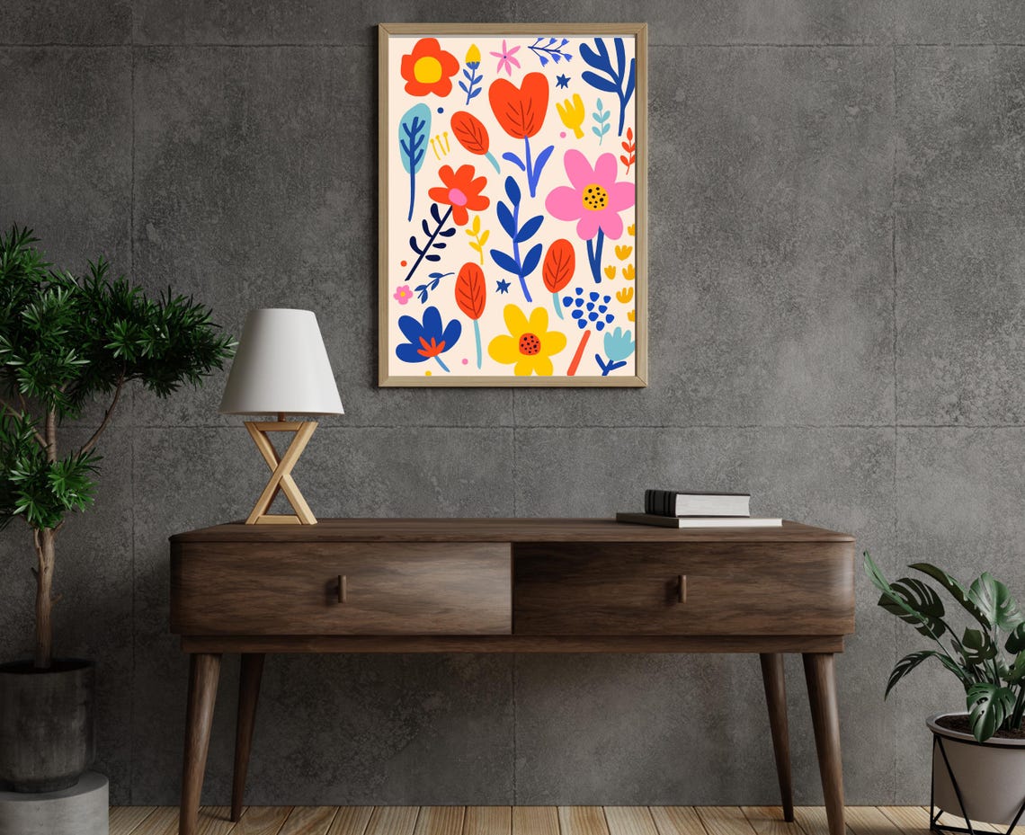 Colorful Maximalist Floral Pattern Bold Abstract Botanical Poster - Image 4