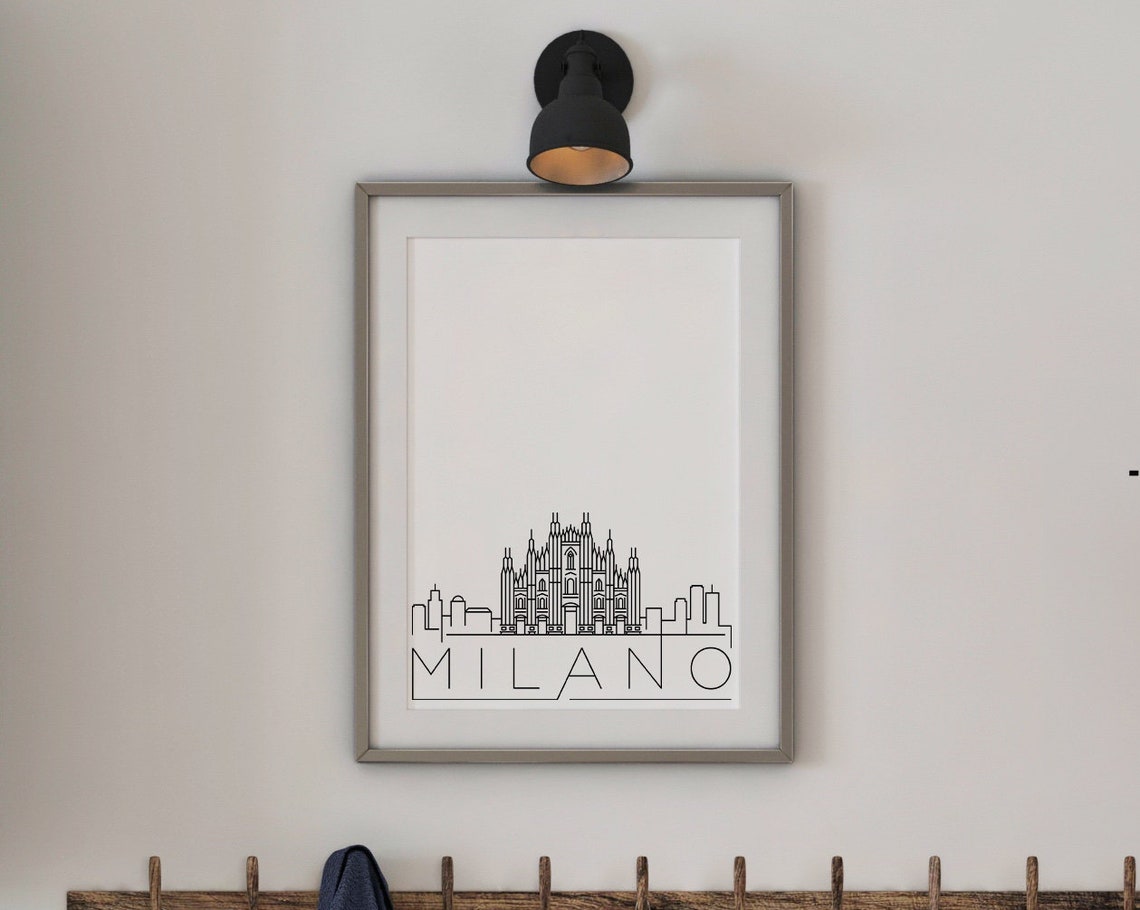 Milano Italy Minimalist Black White Line Art Skyline City Poster - Image 3