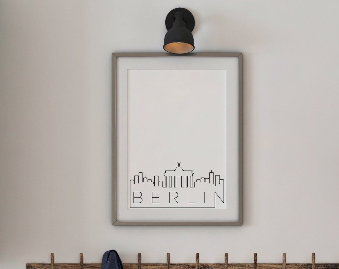 Berlin Germany Brandenburg Gate Minimalist Skyline Line Art Poster