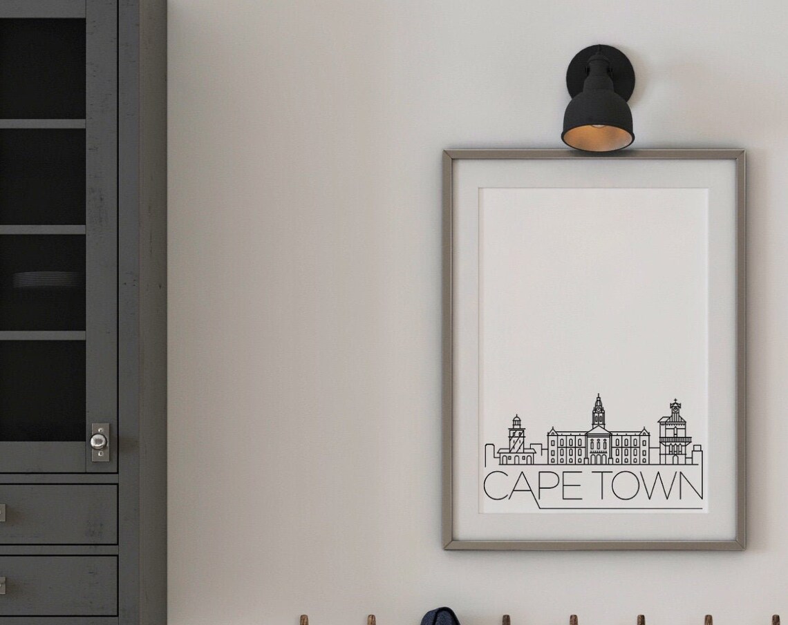 Cape Town South Africa City Hall Minimalist Skyline Line Art Poster