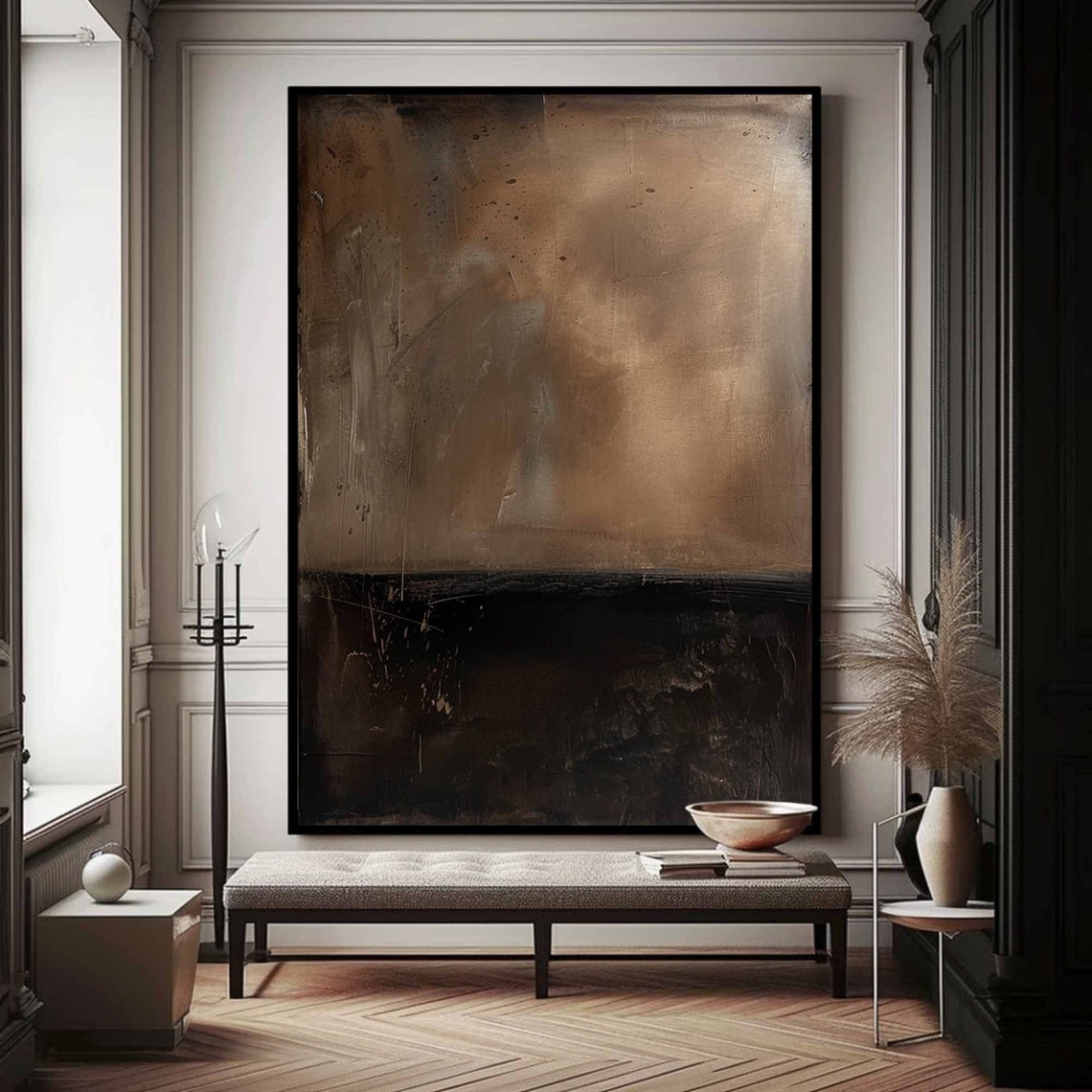 Bronze Brown and Black Horizon Wabi Sabi Abstract Art Poster - Image 3
