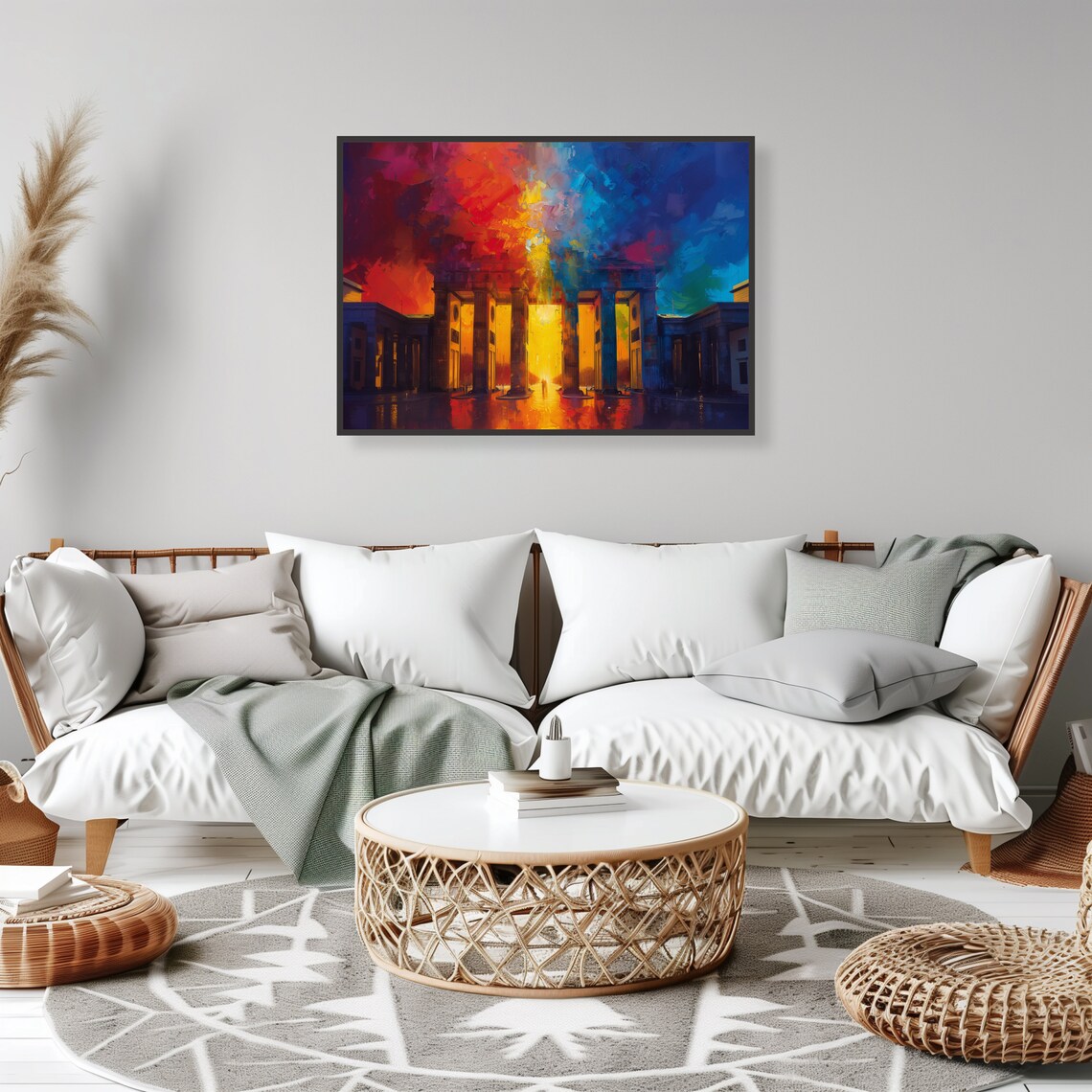 Brandenburg Gate Berlin Night Fiery Abstract Modern Cityscape Poster - Image 2