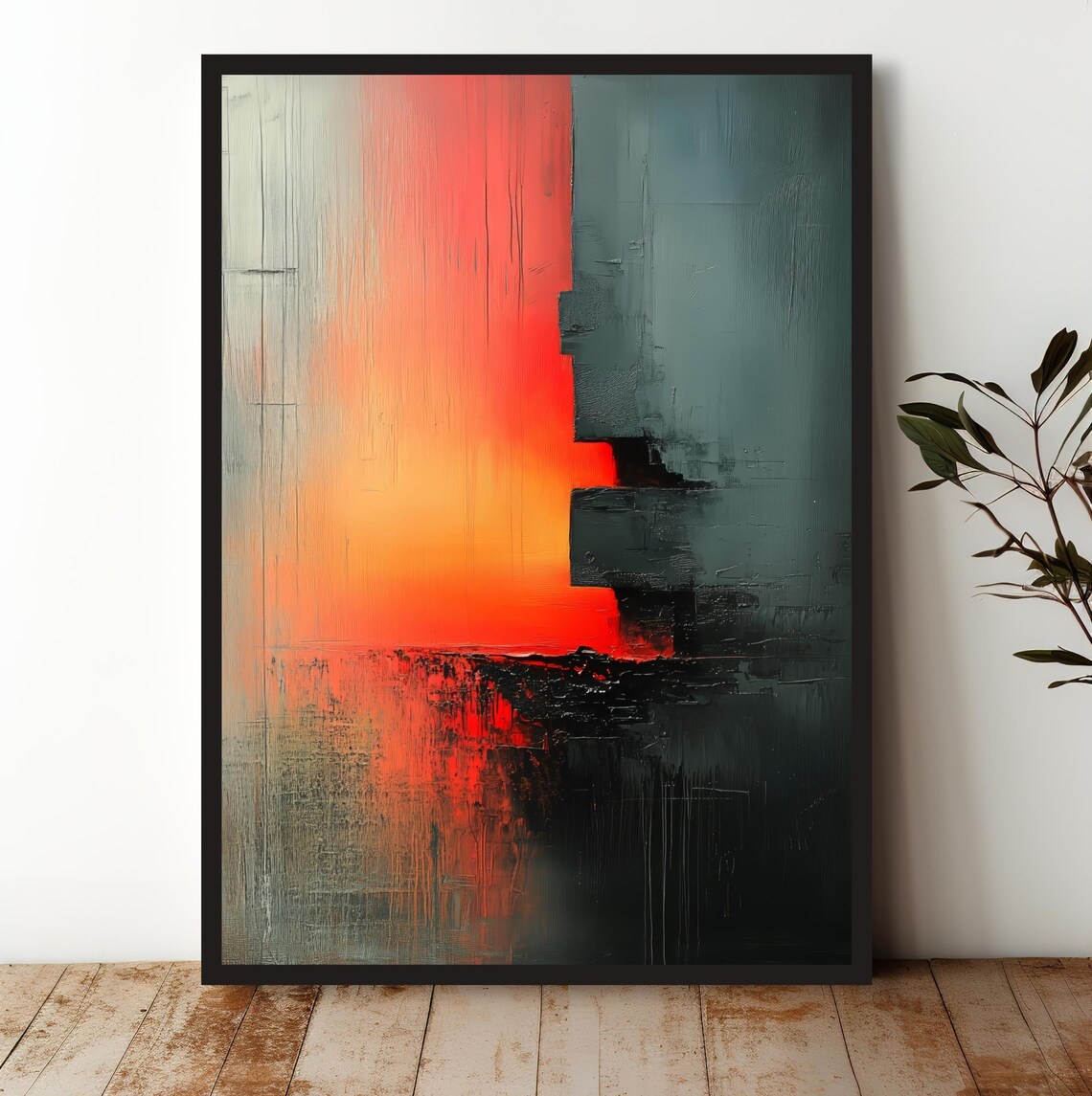 Minimalist Abstract Art Print, Modern Industrial Decor