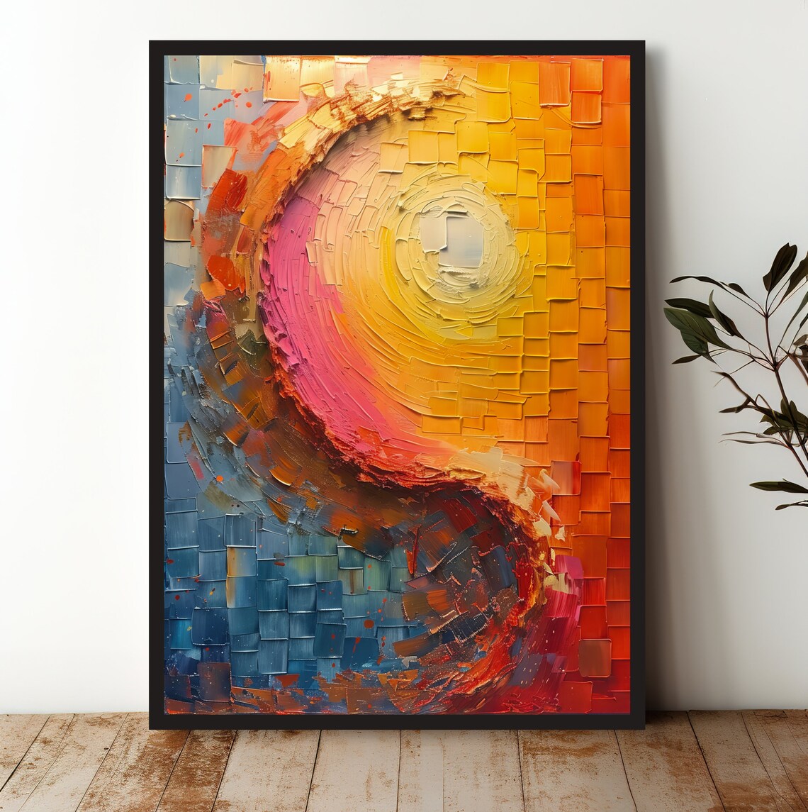 Yin Yang Symbol Mosaic Warm Cool Tones Spiritual Balance Art Poster