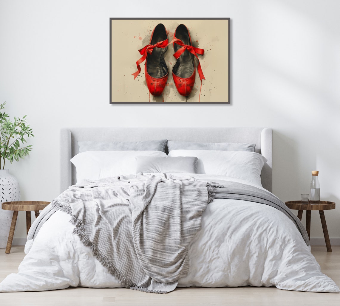 Red Ballet Shoes Wall Art Vibrant Dancer Poster Modern Dance Decor Unique Gift For Ballet Lovers - Image 2