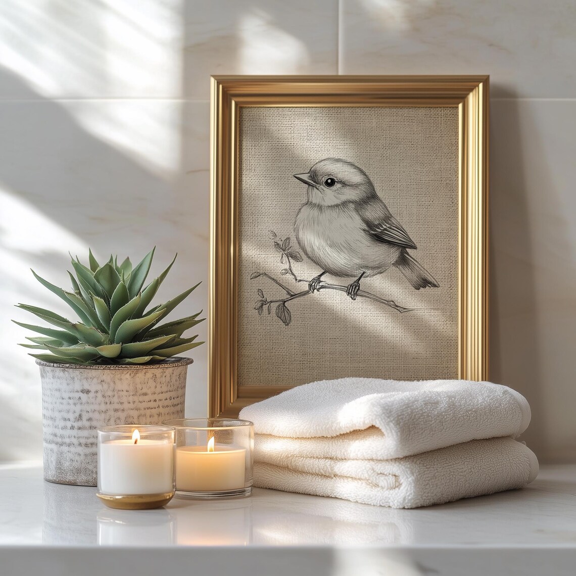 Bluebird Pencil Sketch Art Print, Rustic Farmhouse Style - Image 3