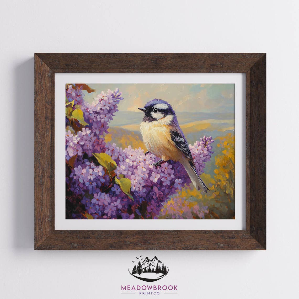 Blue Tit Bird Perched on Purple Spring Lilac Blossoms Bird Poster - Image 2