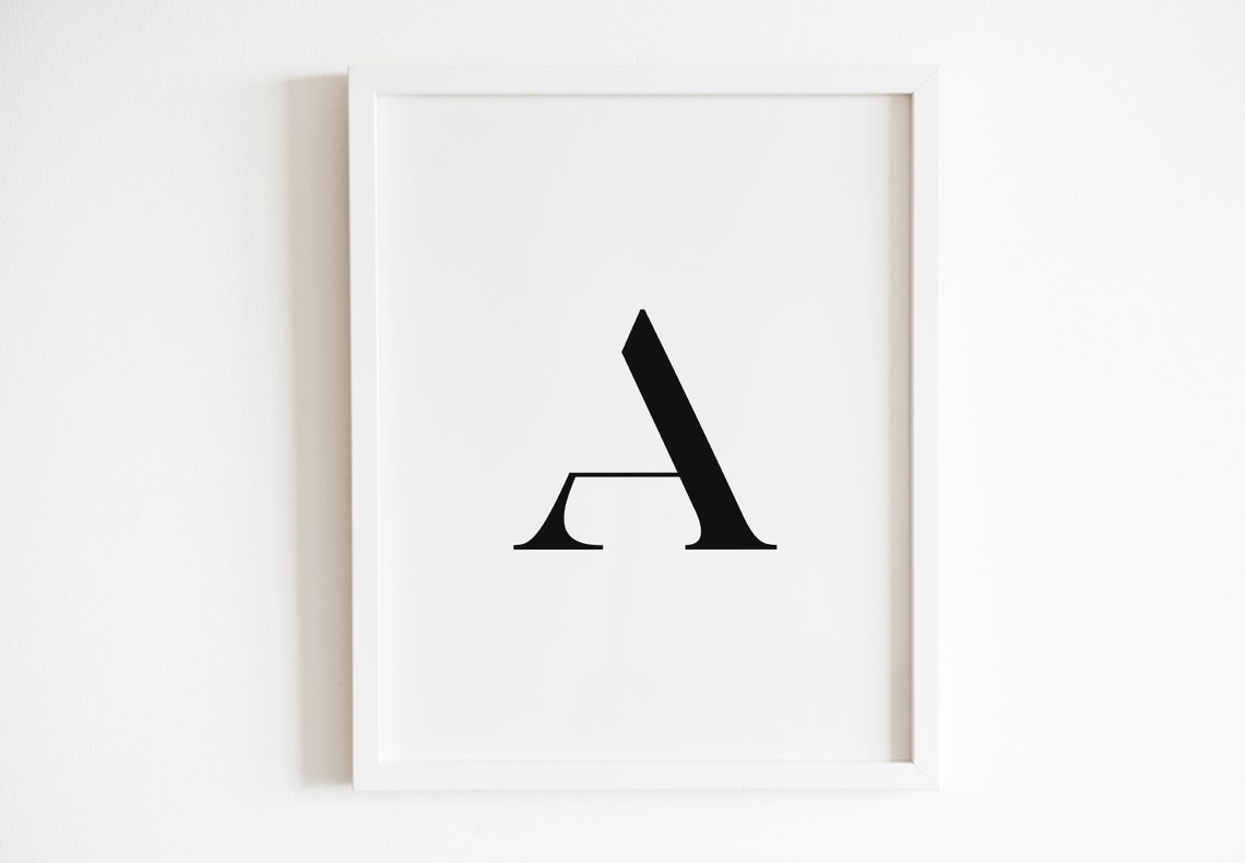 Letter A Modern Serif Monogram Initial Typography Wall Poster