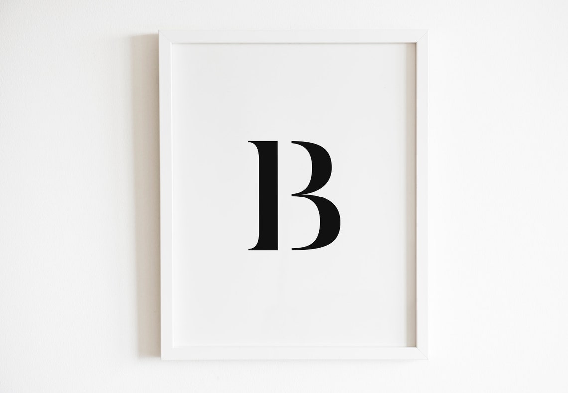 Letter B Modern Serif Monogram Initial Typography Wall Poster