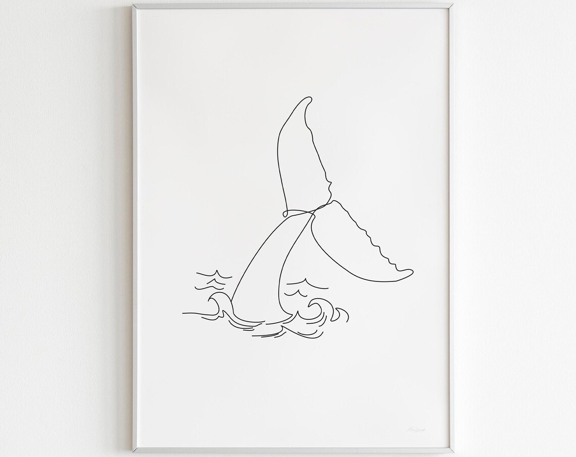 Humpback Whale Line Art, Minimalist Continuous Line - Image 3