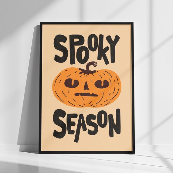 Spooky Season Cute Jack O Lantern Pumpkin Halloween Quote Poster