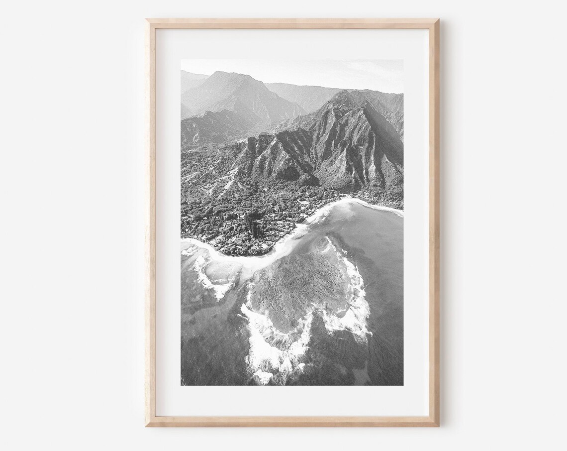 Hawaii Black and White Kauai Travel Poster