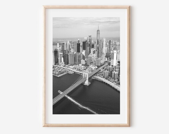 New York City Black And White Skyline Travel Poster