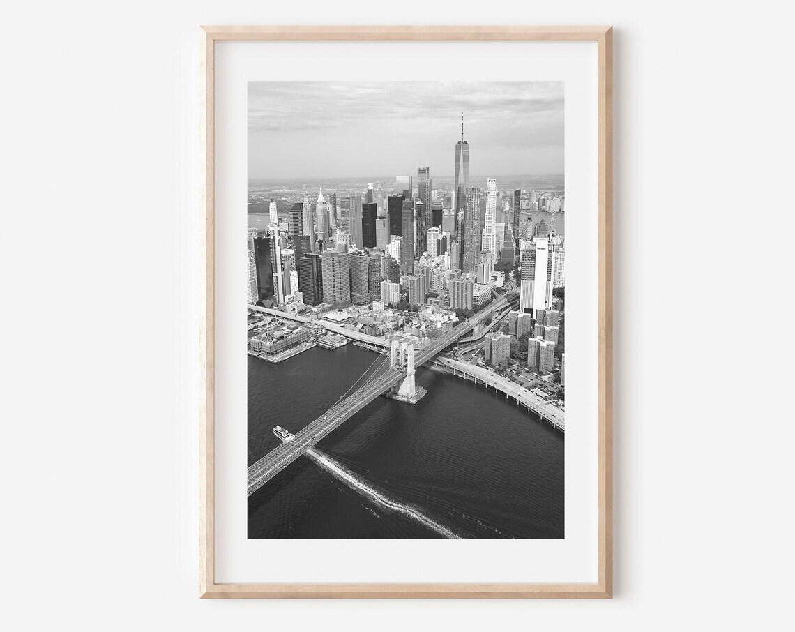 New York City Black And White Skyline Travel Poster