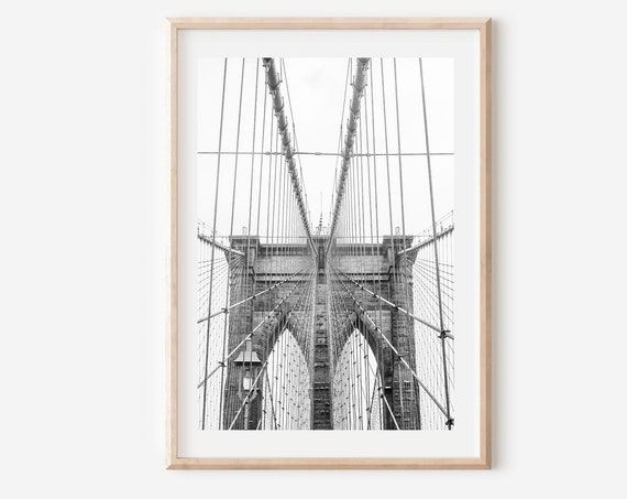 New York City Black and White Brooklyn Bridge Print