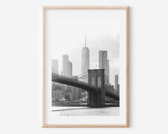 New York City Print, Brooklyn Bridge Travel Poster