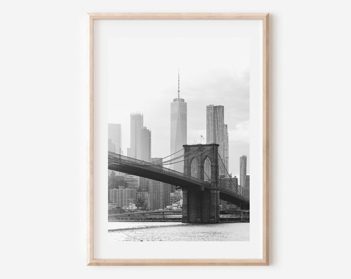 New York City Print, Brooklyn Bridge Travel Poster