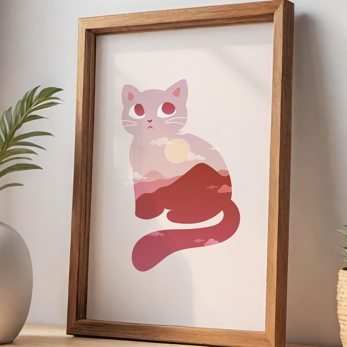 Desert Cloud Cat Print, Boho Landscape - Image 3