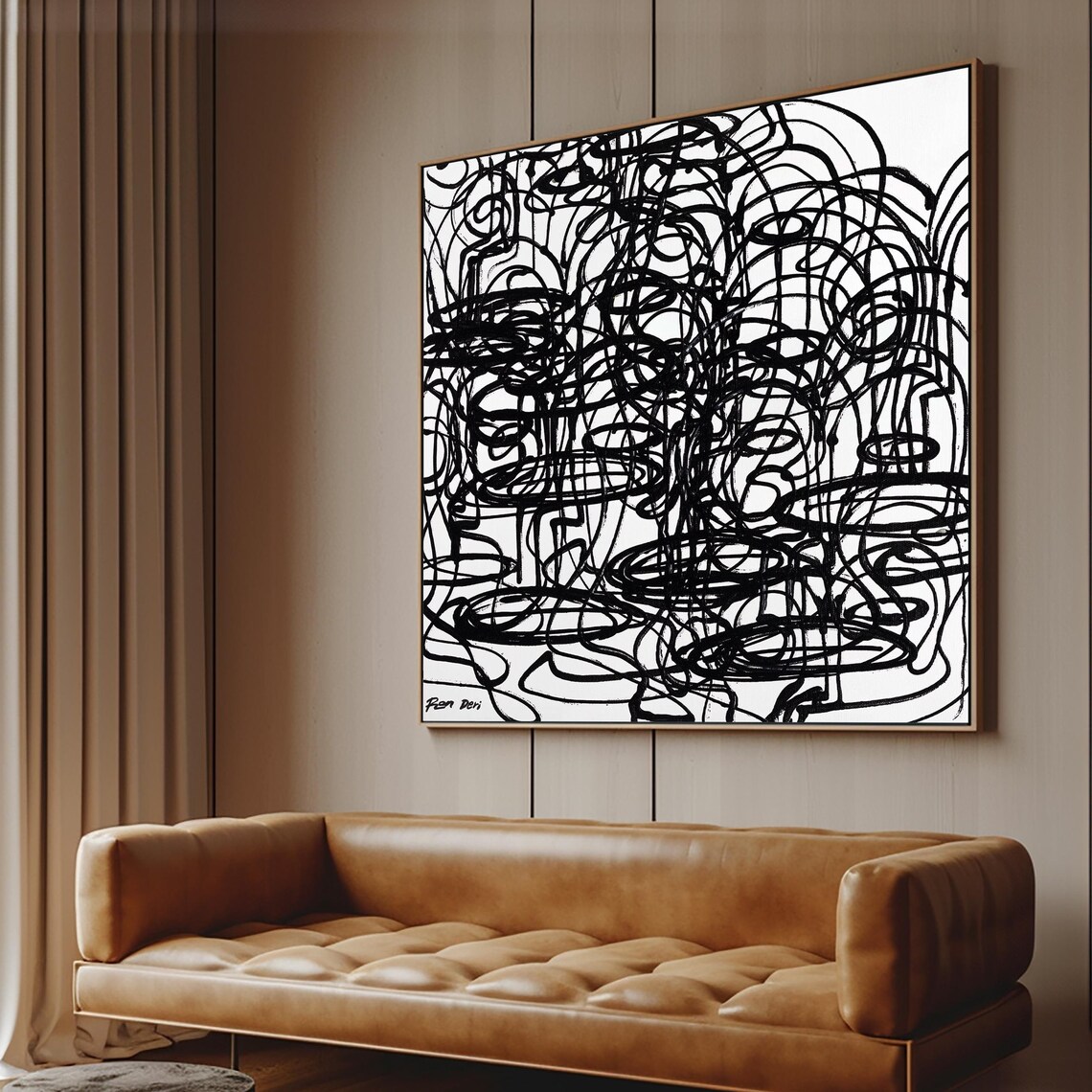 Minimalist Abstract Face Art Print, Black White - Image 6