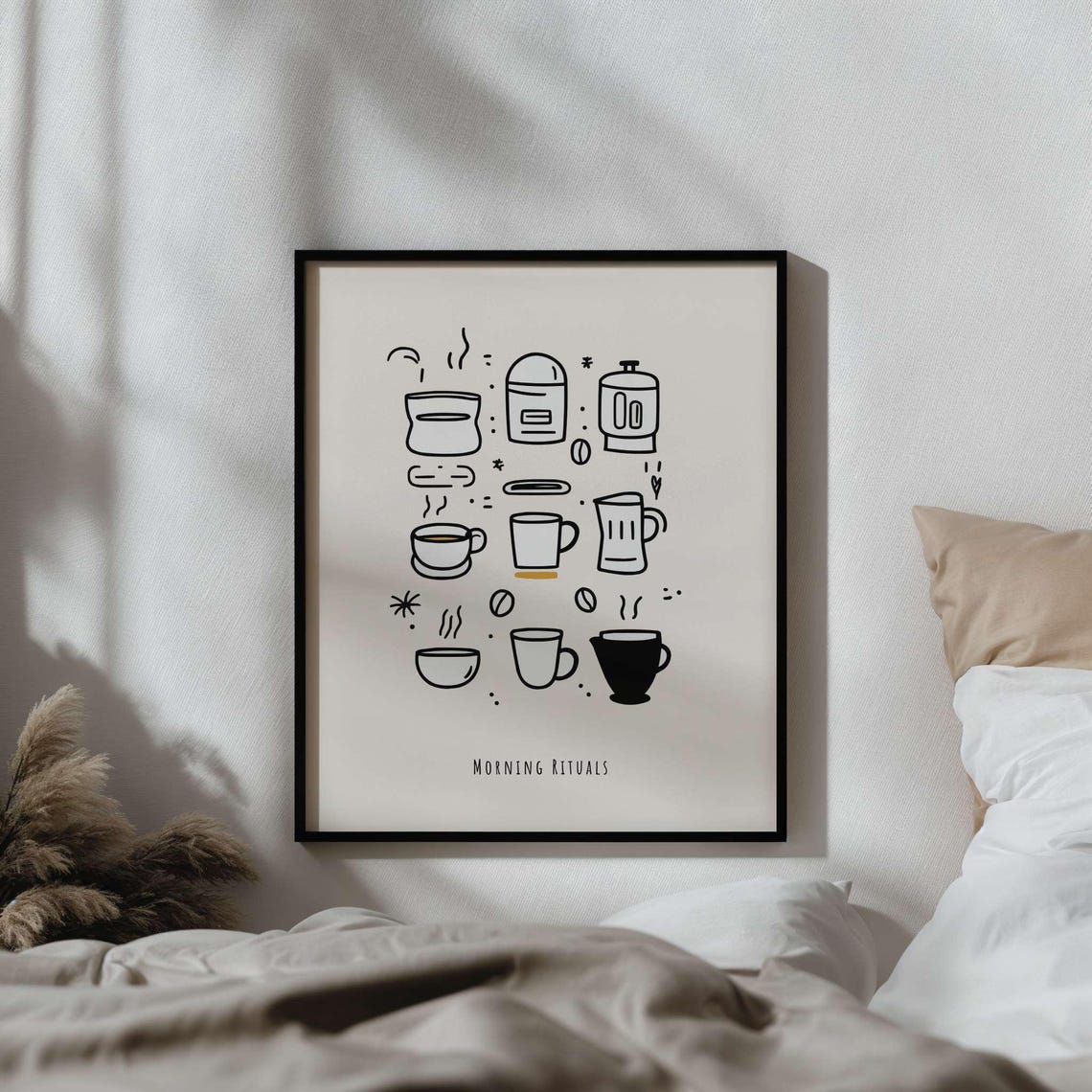 Morning Rituals Coffee Poster Minimalist Coffee Lover Wall Art 16x20 Inches Kitchen Decor Gift For Coffee Enthusiasts