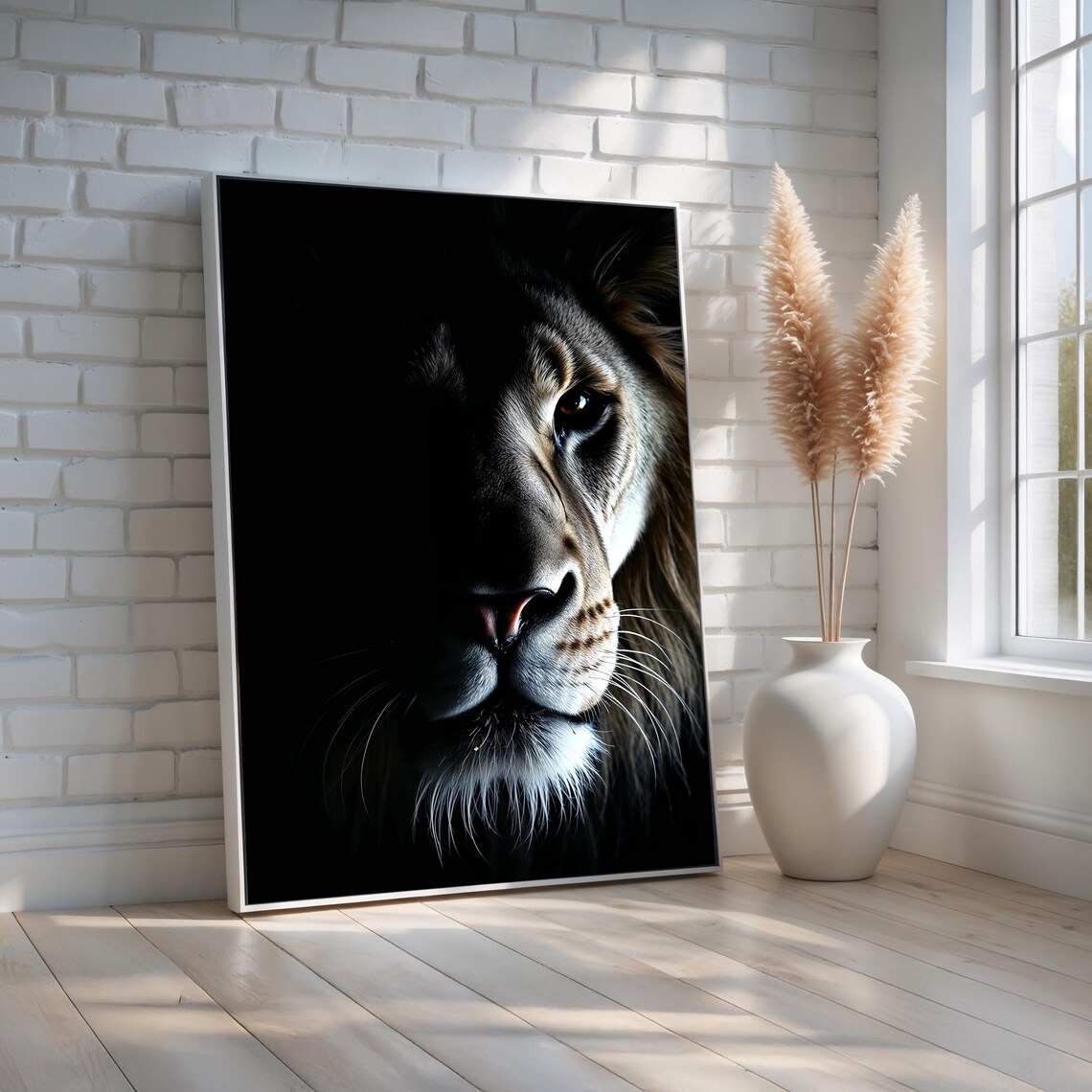 Dramatic Lion Portrait, Bold Wildlife Wall Art