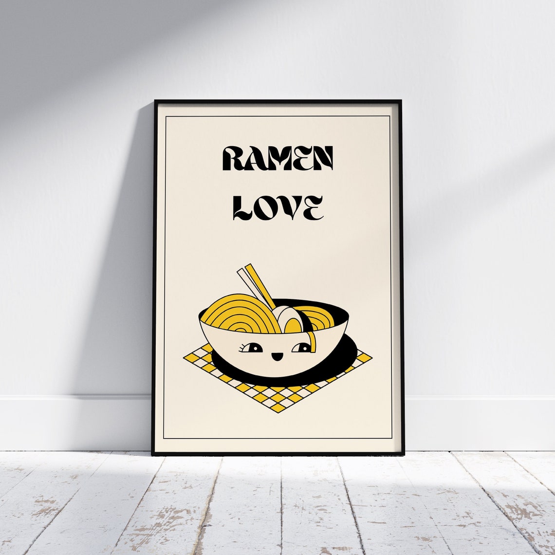 Ramen Love Cute Kawaii Smiling Noodle Bowl Japanese Decor Poster