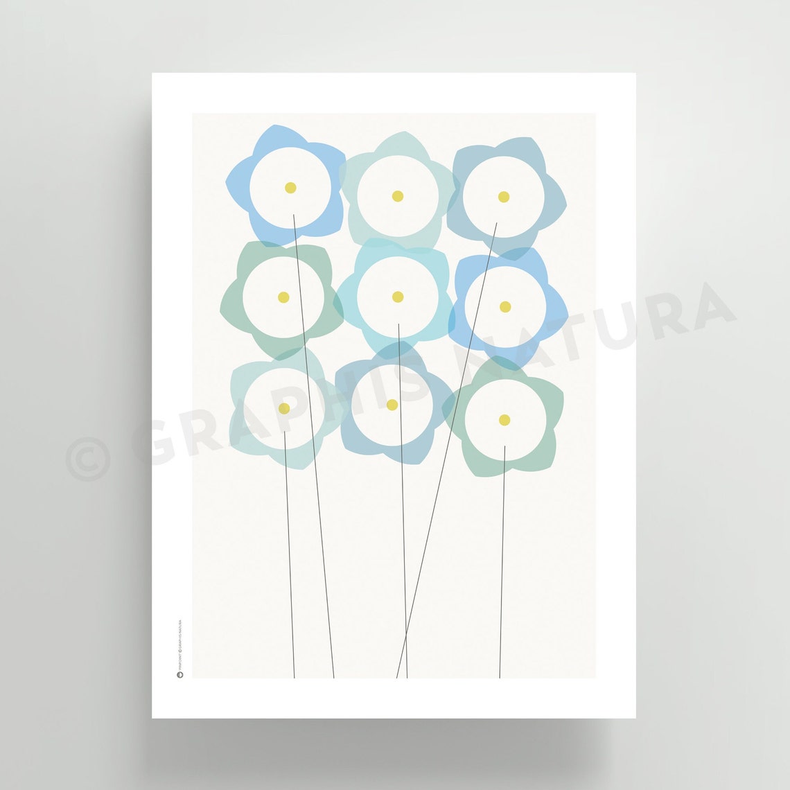 Pastel Blue Wildflower Grid Minimalist Botanical Flower Poster - Image 2