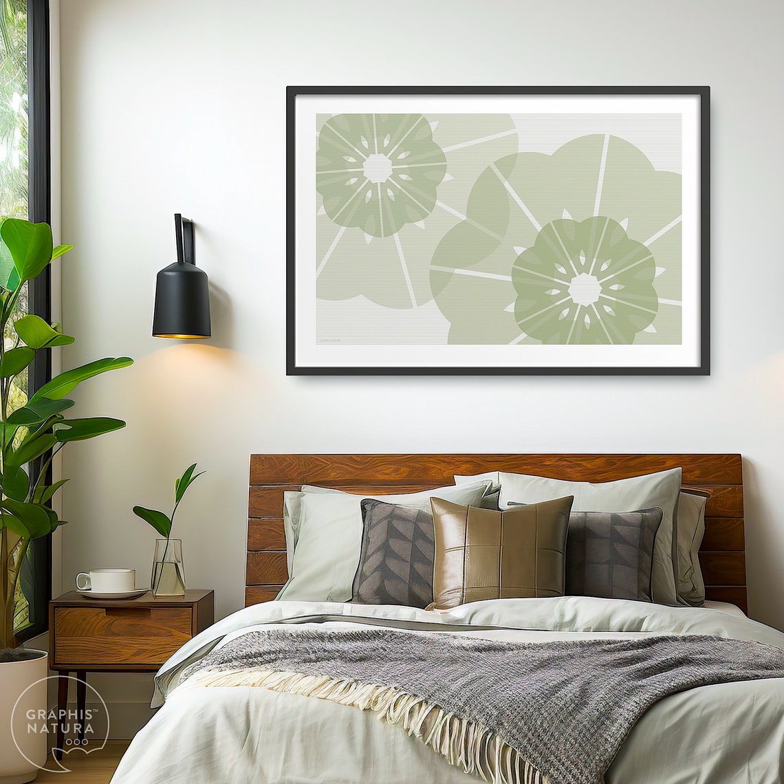 Sage Green Floral Wall Art Flower Art Print Geometric Flowers Poster In Calm Color Tints Organic Modern Art Hang Horizontalvertical - Image 4