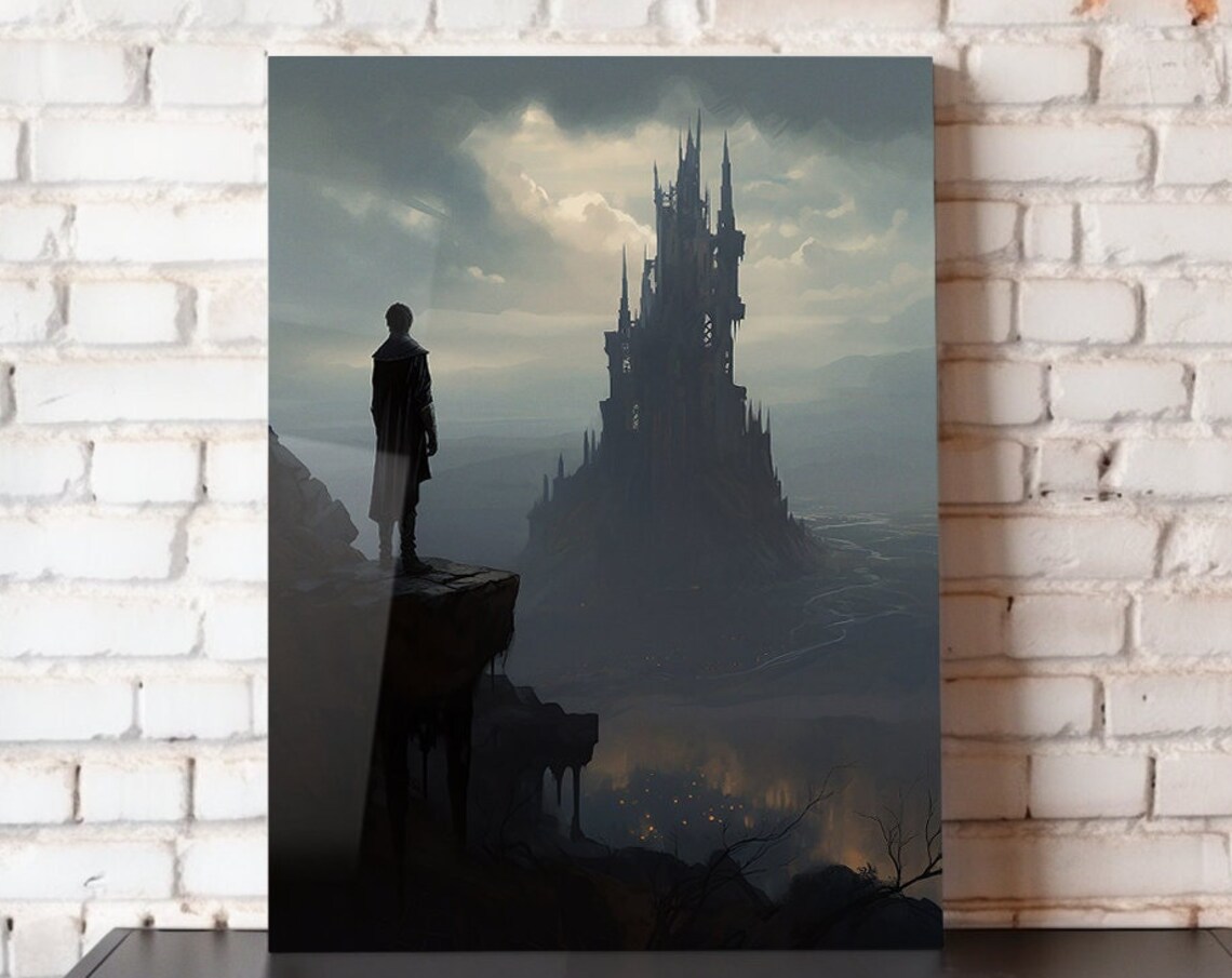 Hill of a Thousand Spires Dark Fantasy Castle Silhouette Poster Art