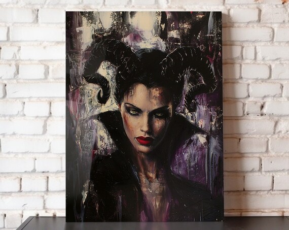 Maleficent Horned Villain Portrait Painted Movie Poster Wall Art