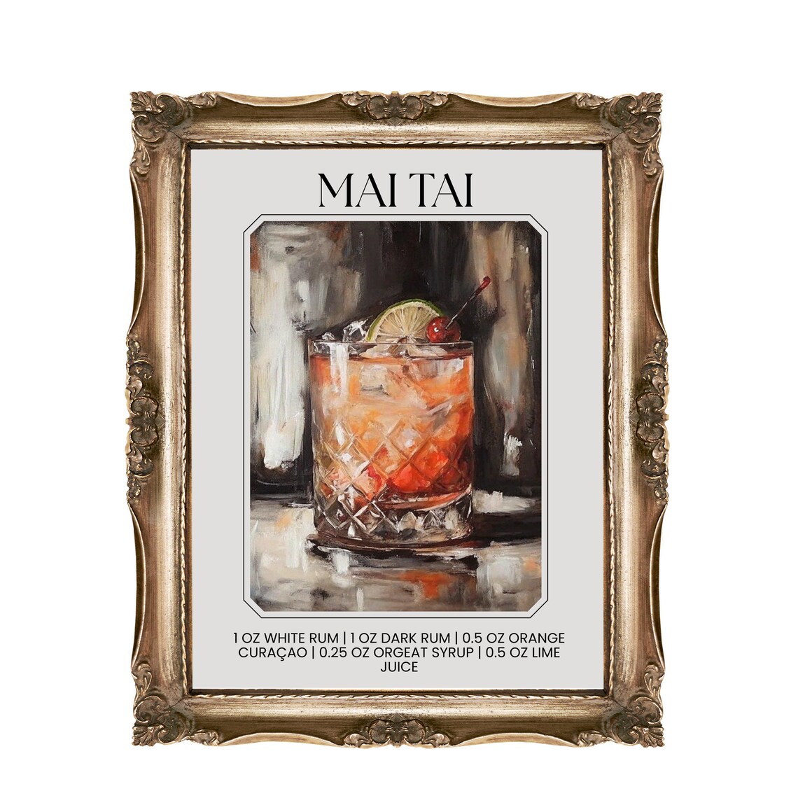 Mai Tai Cocktail Recipe Art Classic Tiki Bar Rum Drink Poster