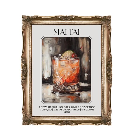 Mai Tai Cocktail Recipe Art Classic Tiki Bar Rum Drink Poster