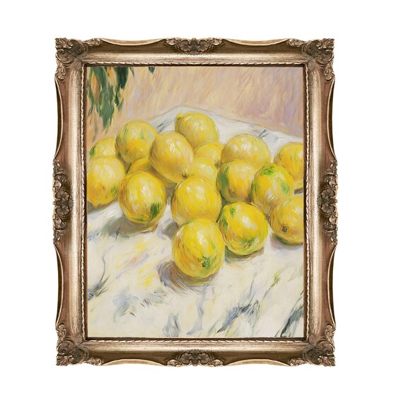 Still Life of Ripe Yellow Lemons in Impressionist Style Art Poster