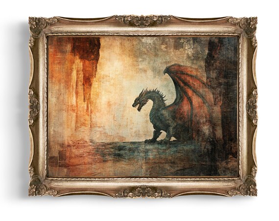 Dragon Wall Art Fantasy Print Vintage Decor Home Poster