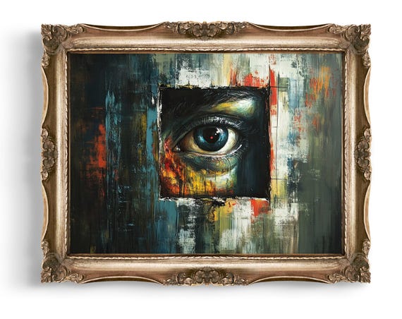 Creepy Eye Vintage Wall Art Eerie Artwork Print Dark Painting Home Decor Style Unique