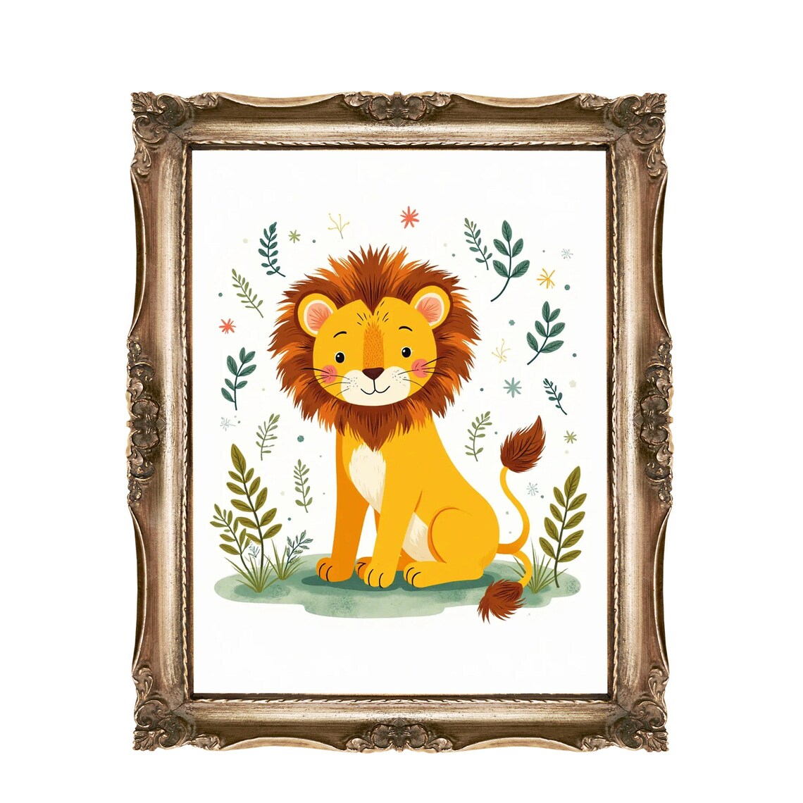 Lion Wall Art For Kids Or Nurseries Cute Animal Nursery Decor Room Instant