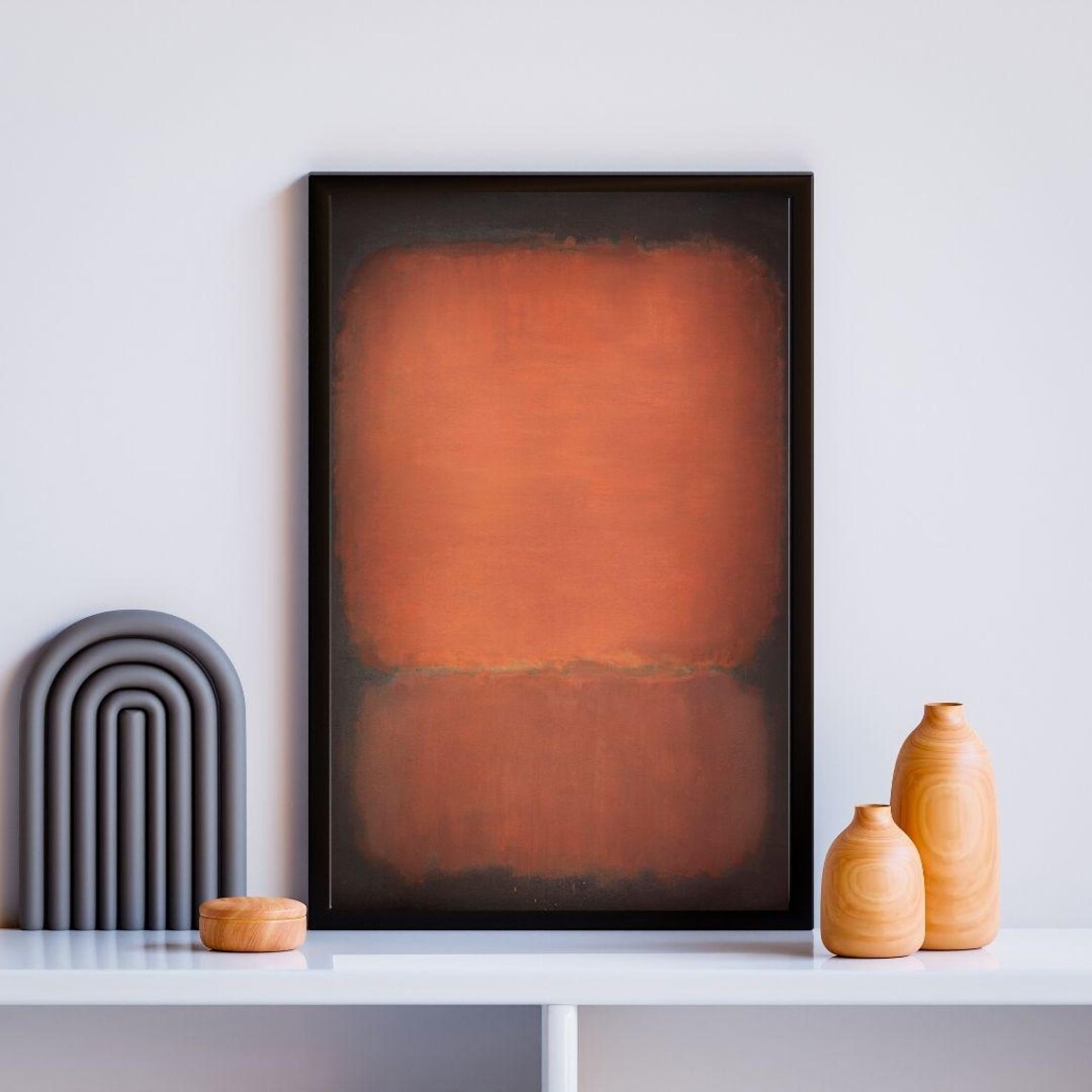 Warm Orange And Red Abstract Color Field Minimalist Art Poster - Image 2